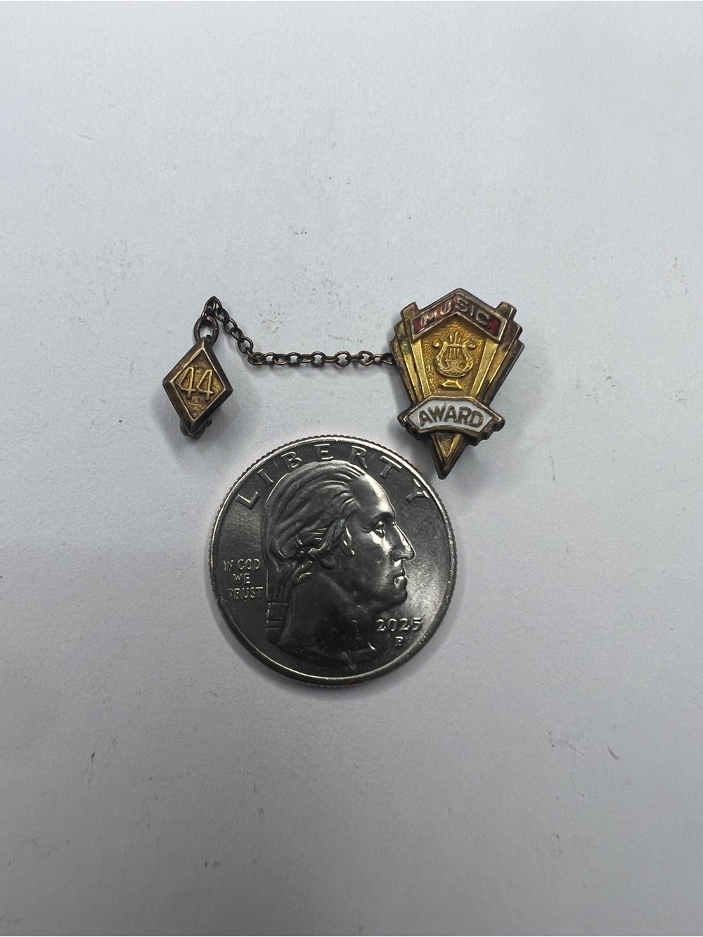 Music Award Pin Tie Tac in Gold and Silver Tone
